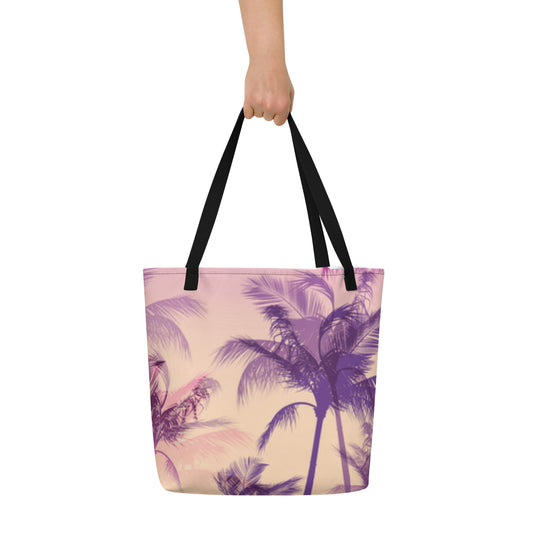 Beach Bag Palm Tree Purple Color