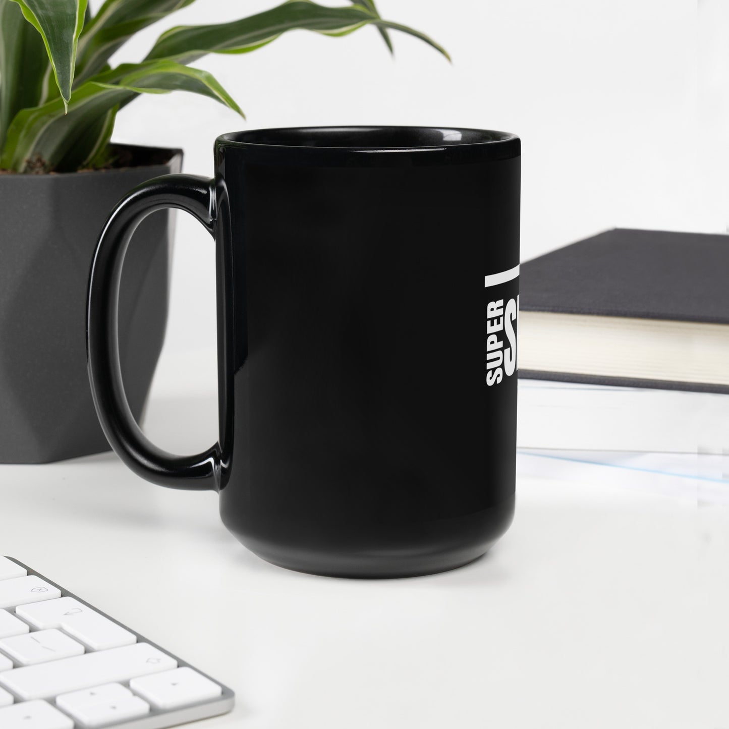 Black Glossy Mug With Logo